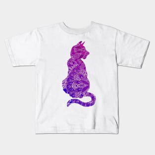 Purple Mandala Cat Kids T-Shirt